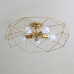 Sleek Gold Semi-Flush Ceiling Light with Iron Drum Shade