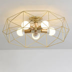Sleek Gold Semi-Flush Ceiling Light with Iron Drum Shade