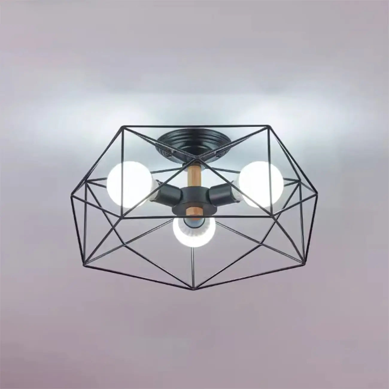 Sleek Gold Semi-Flush Ceiling Light with Iron Drum Shade