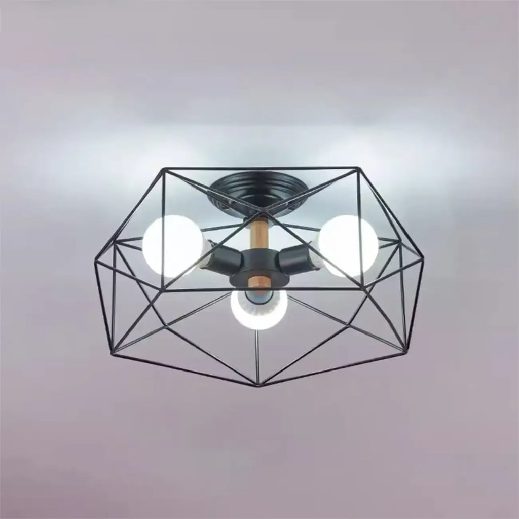 Sleek Gold Semi-Flush Ceiling Light with Iron Drum Shade