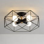Sleek Gold Semi-Flush Ceiling Light with Iron Drum Shade