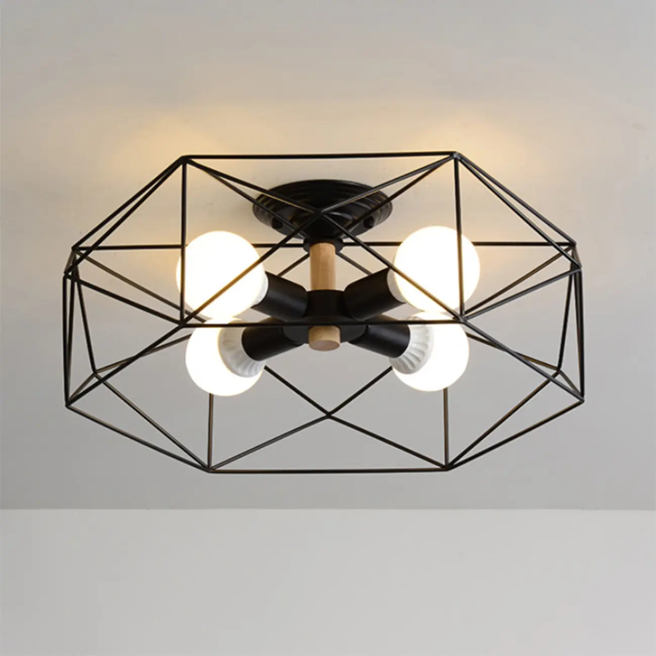 Sleek Gold Semi-Flush Ceiling Light with Iron Drum Shade