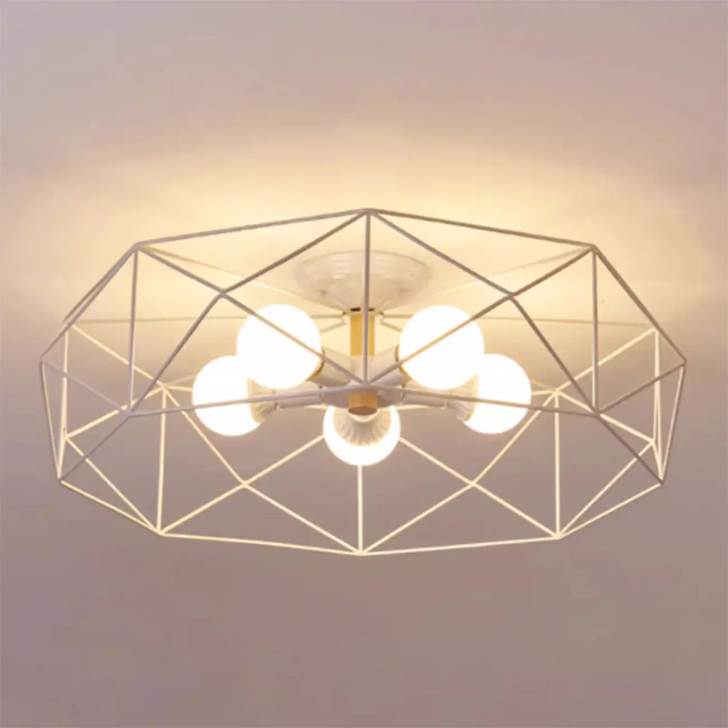 Sleek Gold Semi-Flush Ceiling Light with Iron Drum Shade