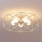 Sleek Gold Semi-Flush Ceiling Light with Iron Drum Shade