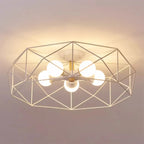 Sleek Gold Semi-Flush Ceiling Light with Iron Drum Shade
