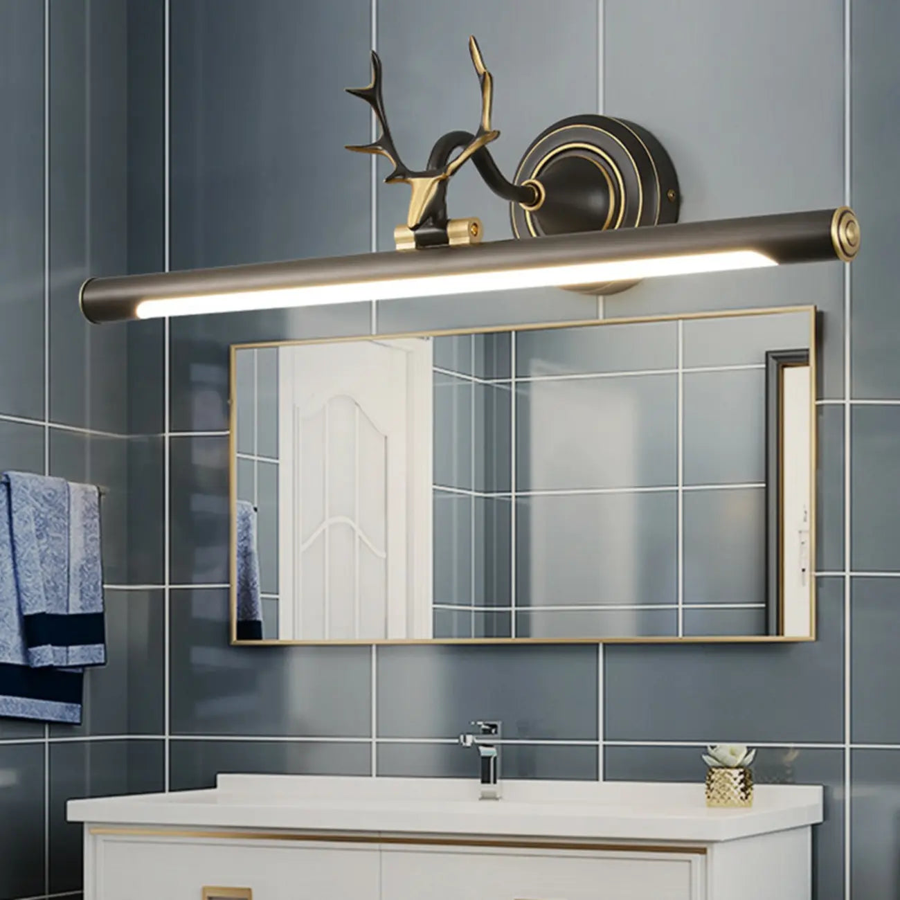 Durable Antler Tube LED Vanity Light with Acrylic Shade for Room