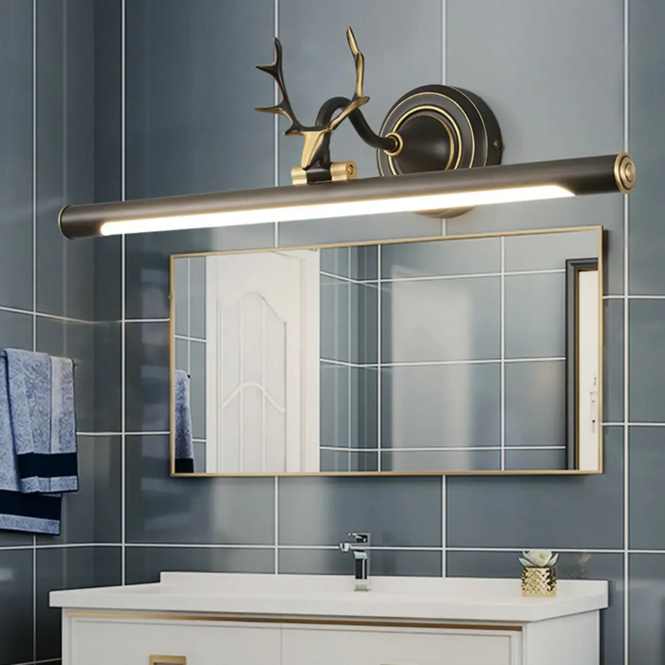 Durable Antler Tube LED Vanity Light with Acrylic Shade for Room