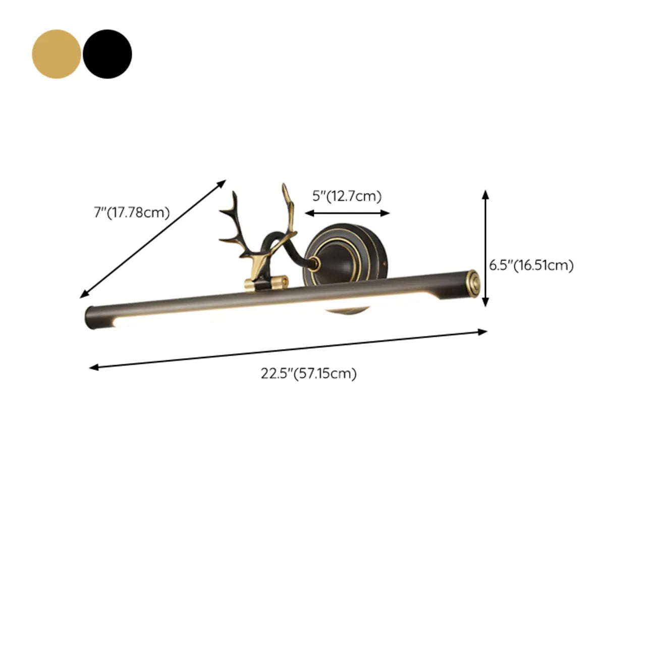 Durable Antler Tube LED Vanity Light with Acrylic Shade for Room