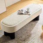 Simple White Upholstered Oval Bedroom Bench