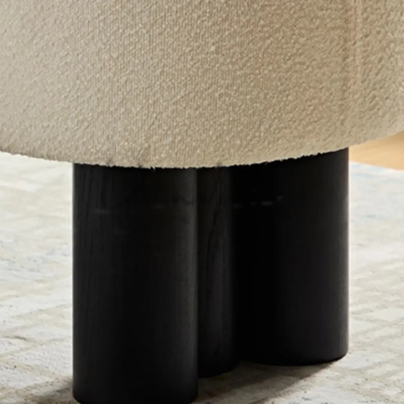 Simple White Upholstered Oval Bedroom Bench