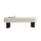 Simple White Upholstered Oval Bedroom Bench