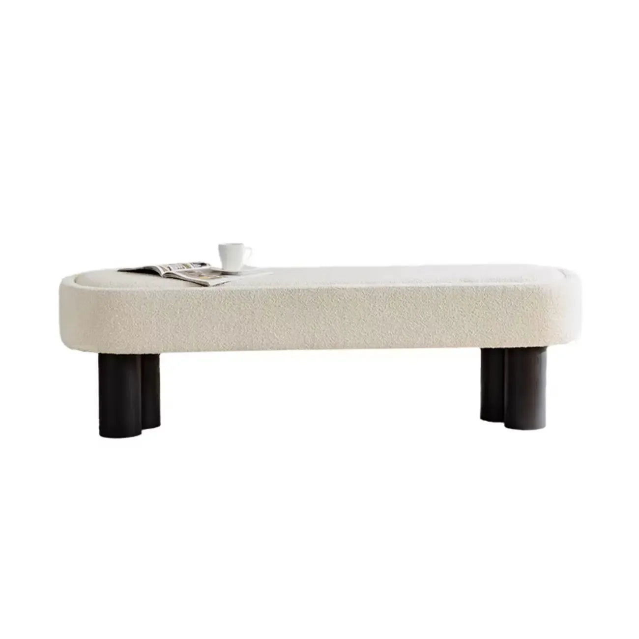 Simple White Upholstered Oval Bedroom Bench