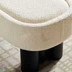 Simple White Upholstered Oval Bedroom Bench