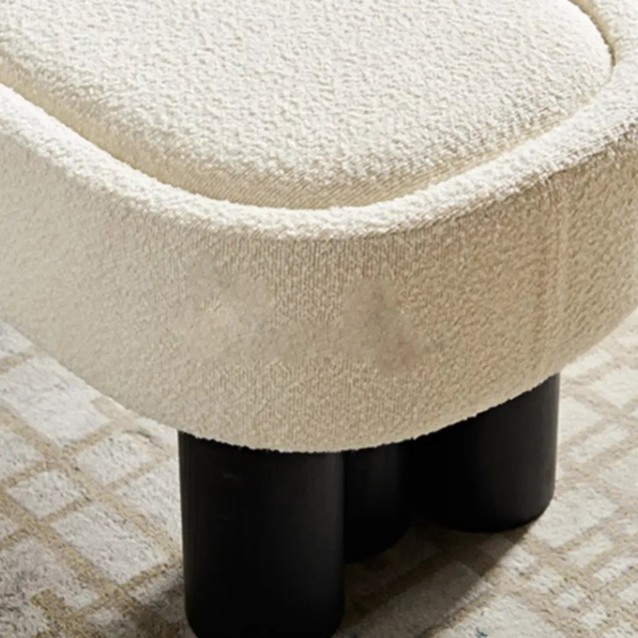 Simple White Upholstered Oval Bedroom Bench