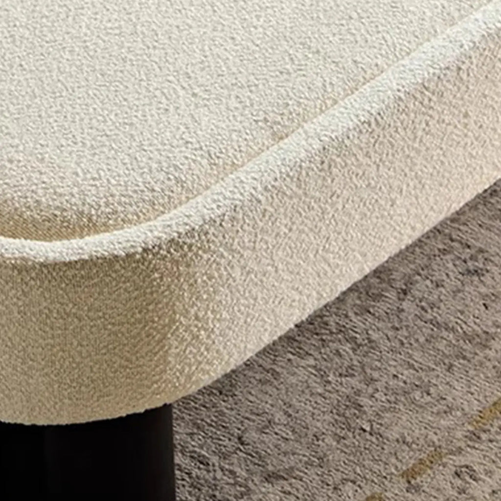 Simple White Upholstered Oval Bedroom Bench