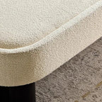 Simple White Upholstered Oval Bedroom Bench