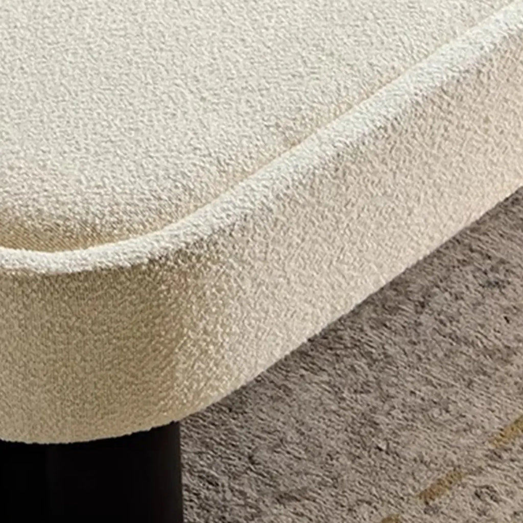 Simple White Upholstered Oval Bedroom Bench