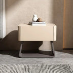 Modern Milky Gray/ White Low Wooden Drawer Nightstand