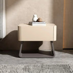 Modern Milky Gray/ White Low Wooden Drawer Nightstand