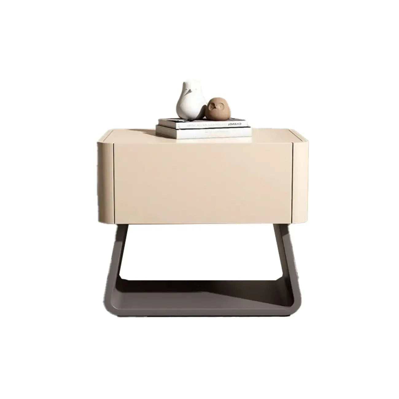 Modern Milky Gray/ White Low Wooden Drawer Nightstand
