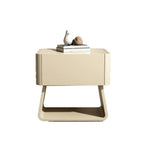 Modern Milky Gray/ White Low Wooden Drawer Nightstand