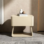 Modern Milky Gray/ White Low Wooden Drawer Nightstand