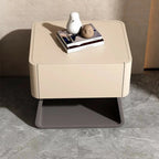 Modern Milky Gray/ White Low Wooden Drawer Nightstand