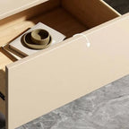 Modern Milky Gray/ White Low Wooden Drawer Nightstand