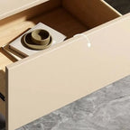 Modern Milky Gray/ White Low Wooden Drawer Nightstand