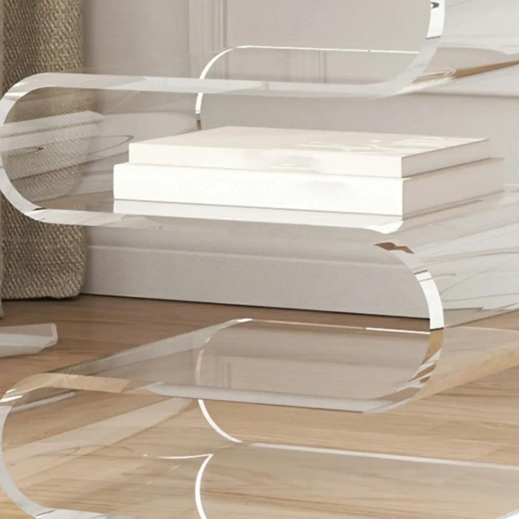 Contemporary Acrylic S-Shaped Side Table with Storage