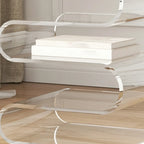 Contemporary Acrylic S-Shaped Side Table with Storage