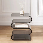 Contemporary Acrylic S-Shaped Side Table with Storage