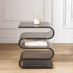 Contemporary Acrylic S-Shaped Side Table with Storage