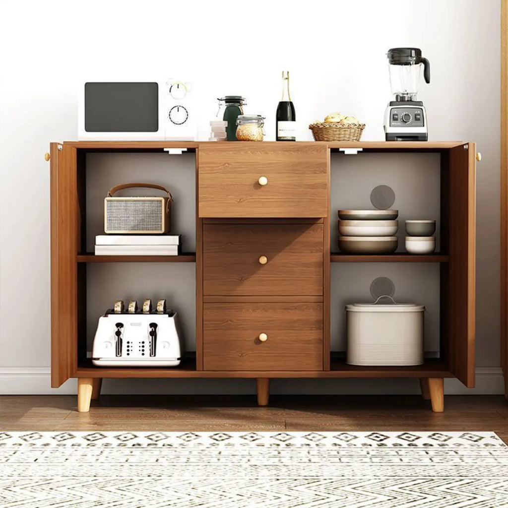 Modish Smooth Brown Wood Storage Cabinet for Kitchen