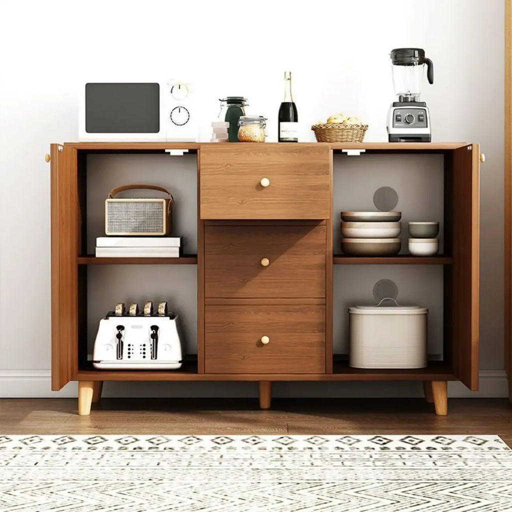 Modish Smooth Brown Wood Storage Cabinet for Kitchen