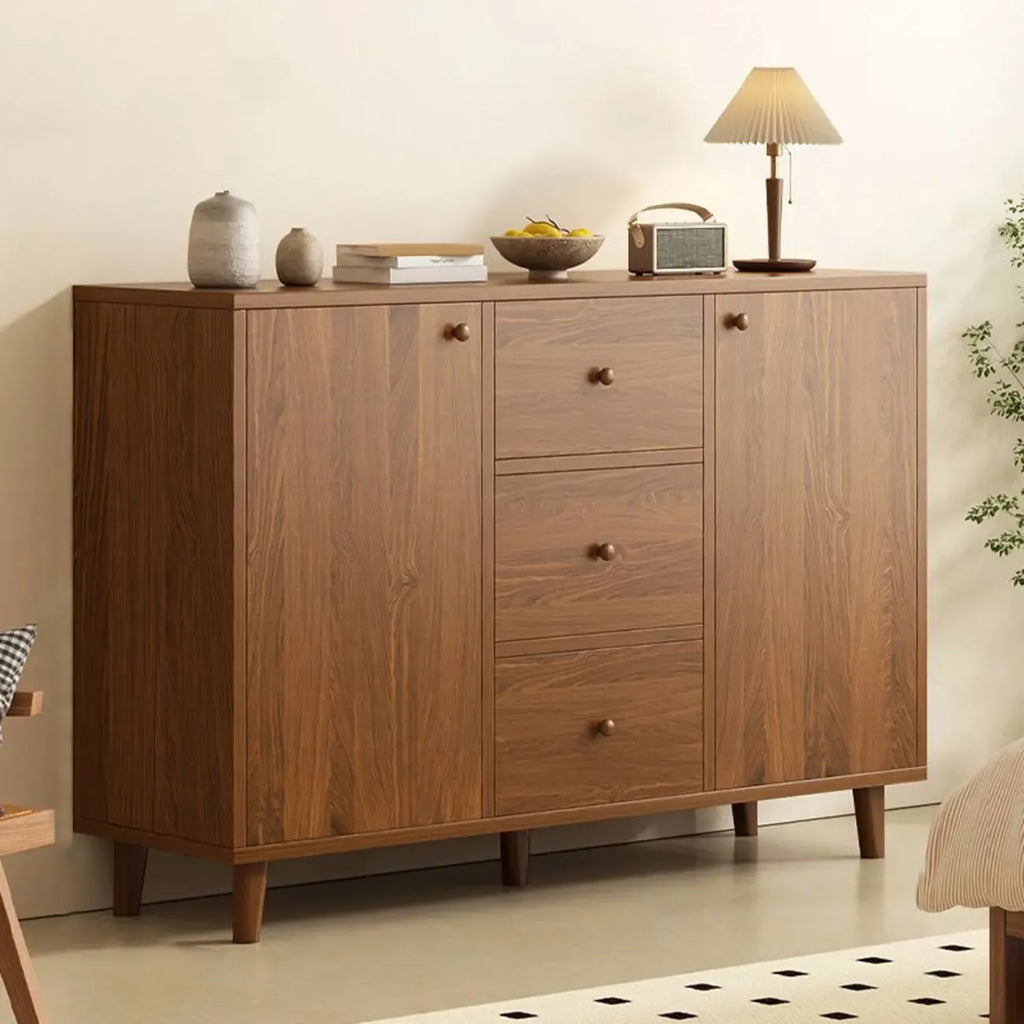 Modish Smooth Brown Wood Storage Cabinet for Kitchen