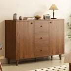 Modish Smooth Brown Wood Storage Cabinet for Kitchen