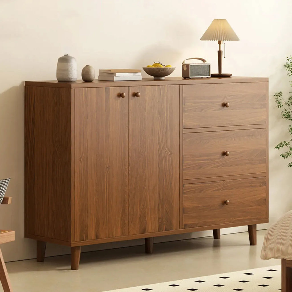 Modish Smooth Brown Wood Storage Cabinet for Kitchen