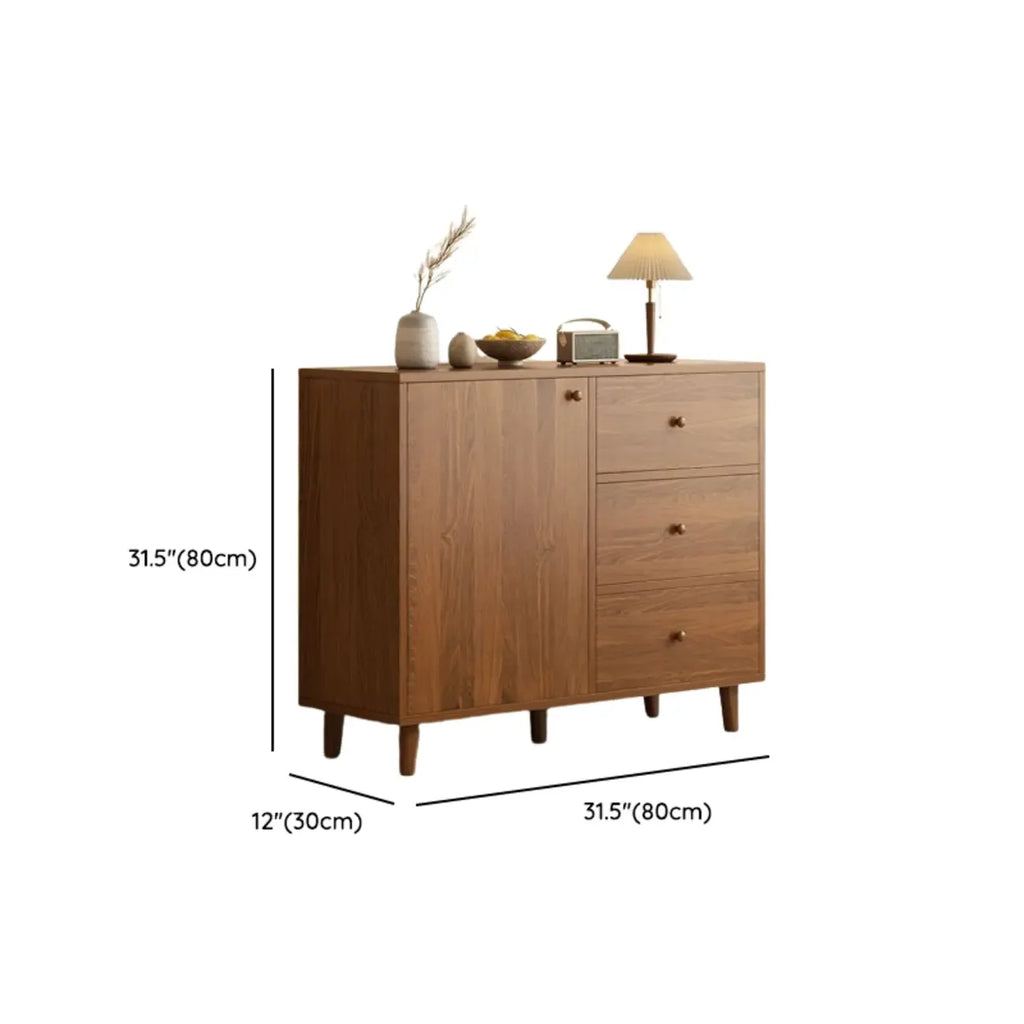 Modish Smooth Brown Wood Storage Cabinet for Kitchen