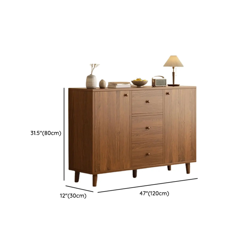 Modish Smooth Brown Wood Storage Cabinet for Kitchen