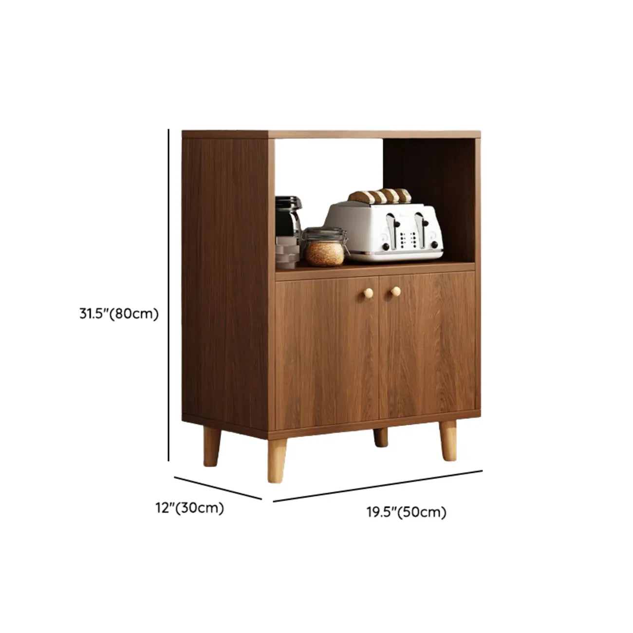 Modish Smooth Brown Wood Storage Cabinet for Kitchen
