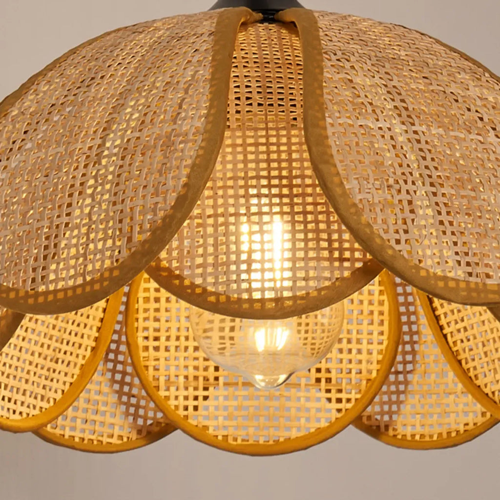 Rustic Rattan Flower Black Wall Sconce for Bedroom Decor