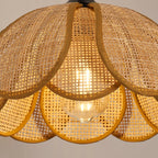 Rustic Rattan Flower Black Wall Sconce for Bedroom Decor