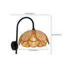 Rustic Rattan Flower Black Wall Sconce for Bedroom Decor