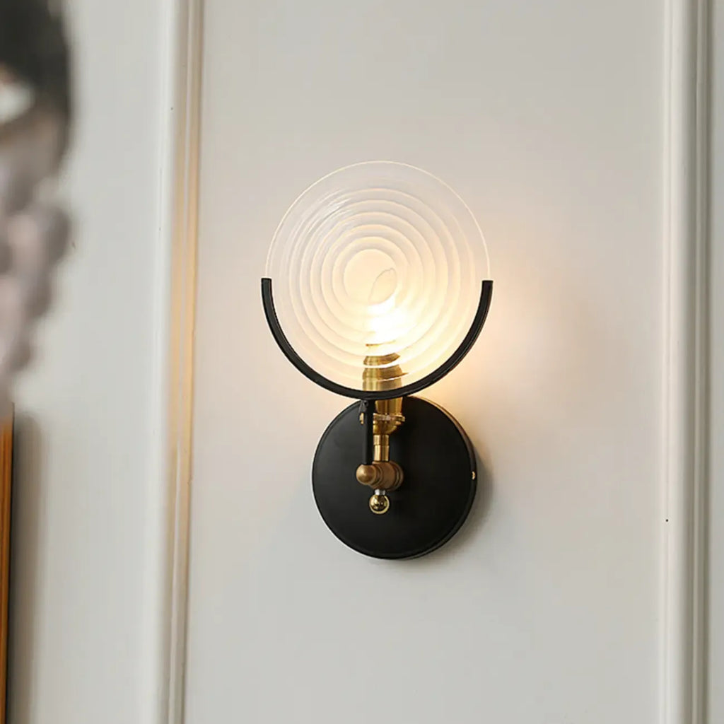 Stylish Glass Disc LED Wall Sconce Metal Support for Indoor