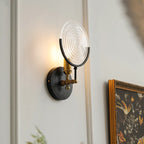 Stylish Glass Disc LED Wall Sconce Metal Support for Indoor