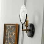 Stylish Glass Disc LED Wall Sconce Metal Support for Indoor