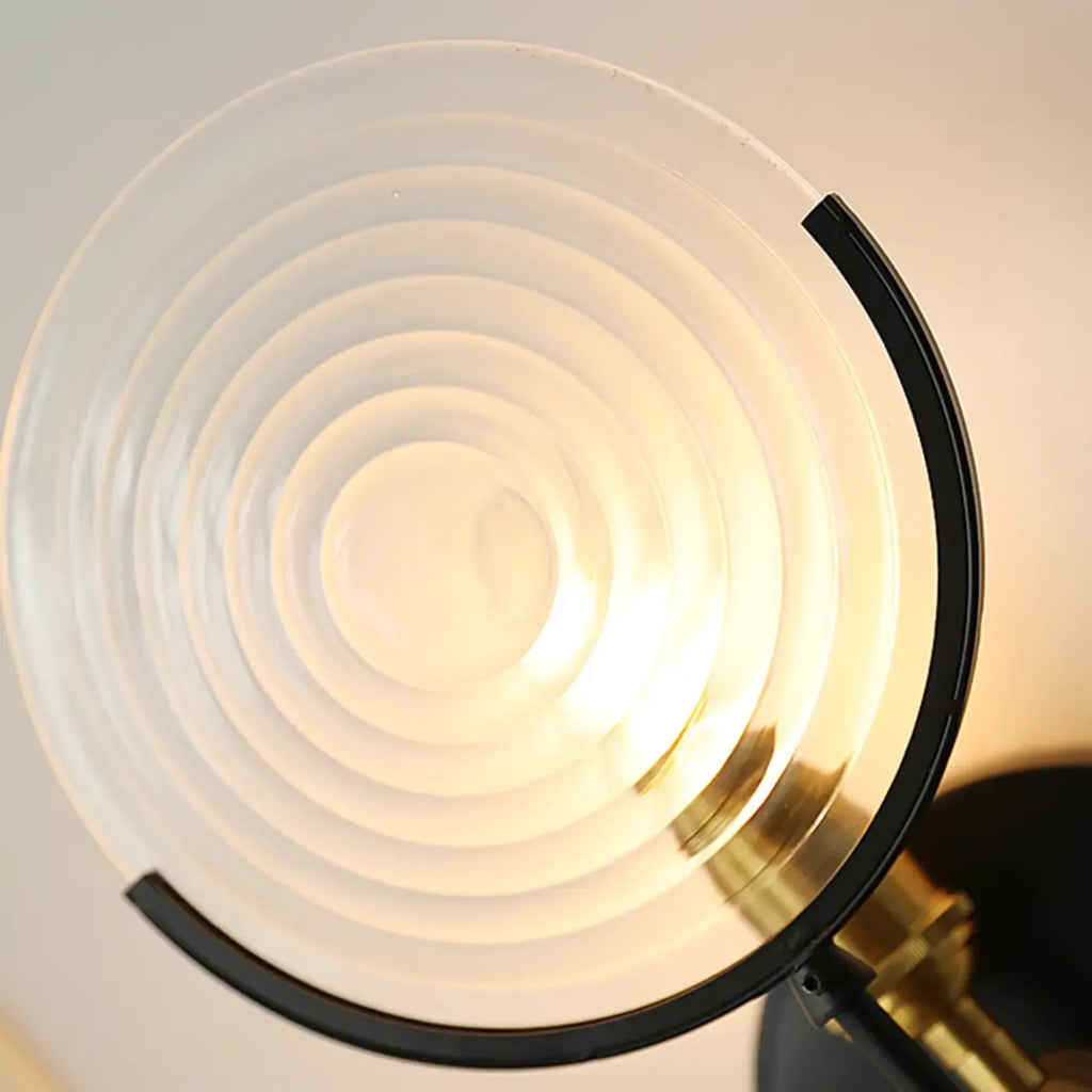 Stylish Glass Disc LED Wall Sconce Metal Support for Indoor