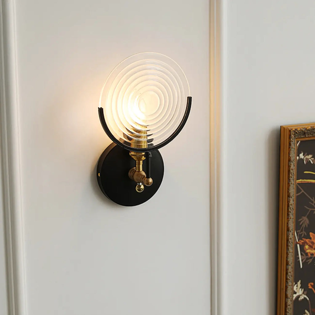 Stylish Glass Disc LED Wall Sconce Metal Support for Indoor