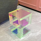 Glam Acrylic Square End Table with Open Storage for Living Room